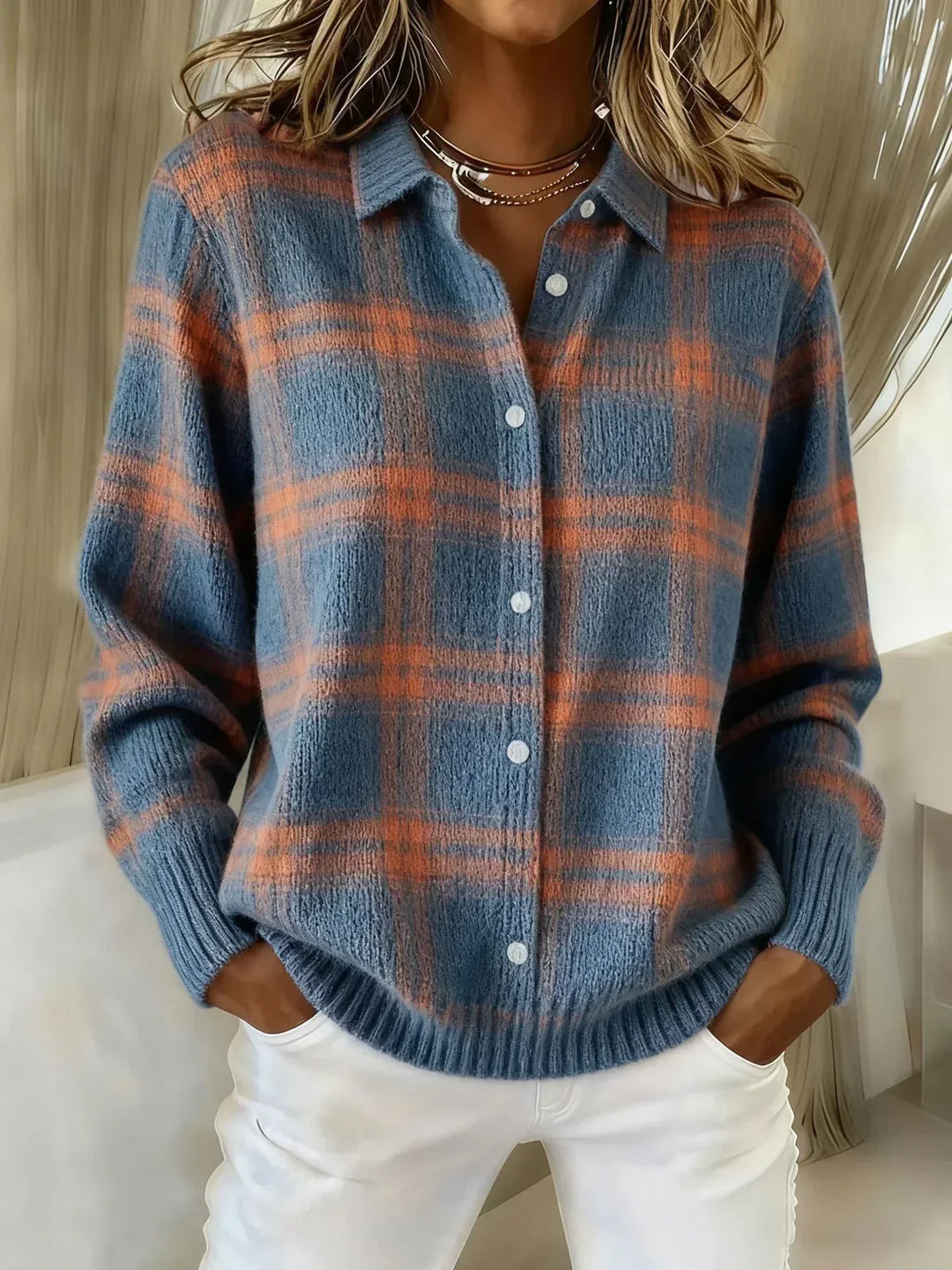 Anna | Cardigan in maglia a quadri