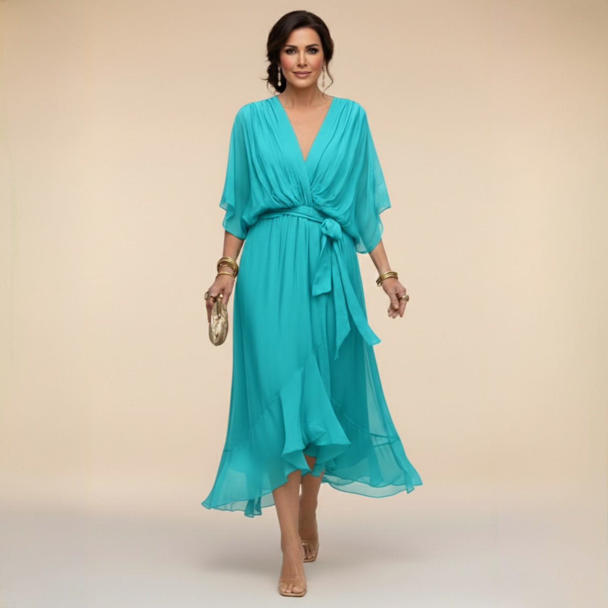 Monica™ Abito Con Scollo A V Elegante