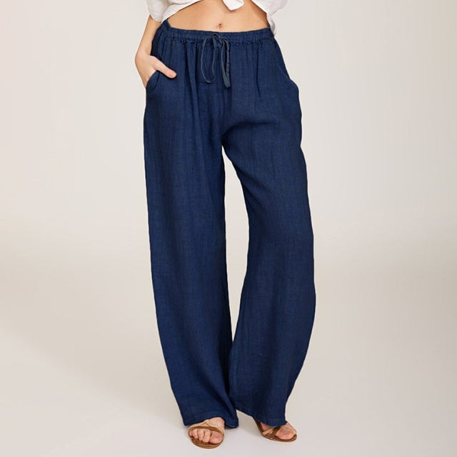 Enara | Pantaloni a gamba larga con coulisse, vestibilità morbida e fluida