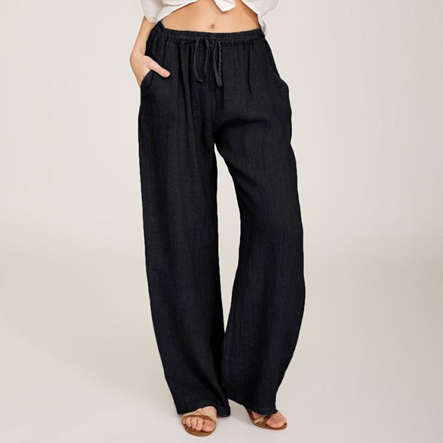 Enara | Pantaloni a gamba larga con coulisse, vestibilità morbida e fluida
