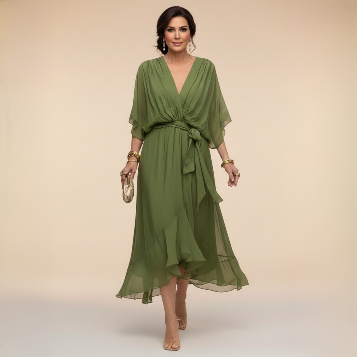 Monica™ Abito Con Scollo A V Elegante