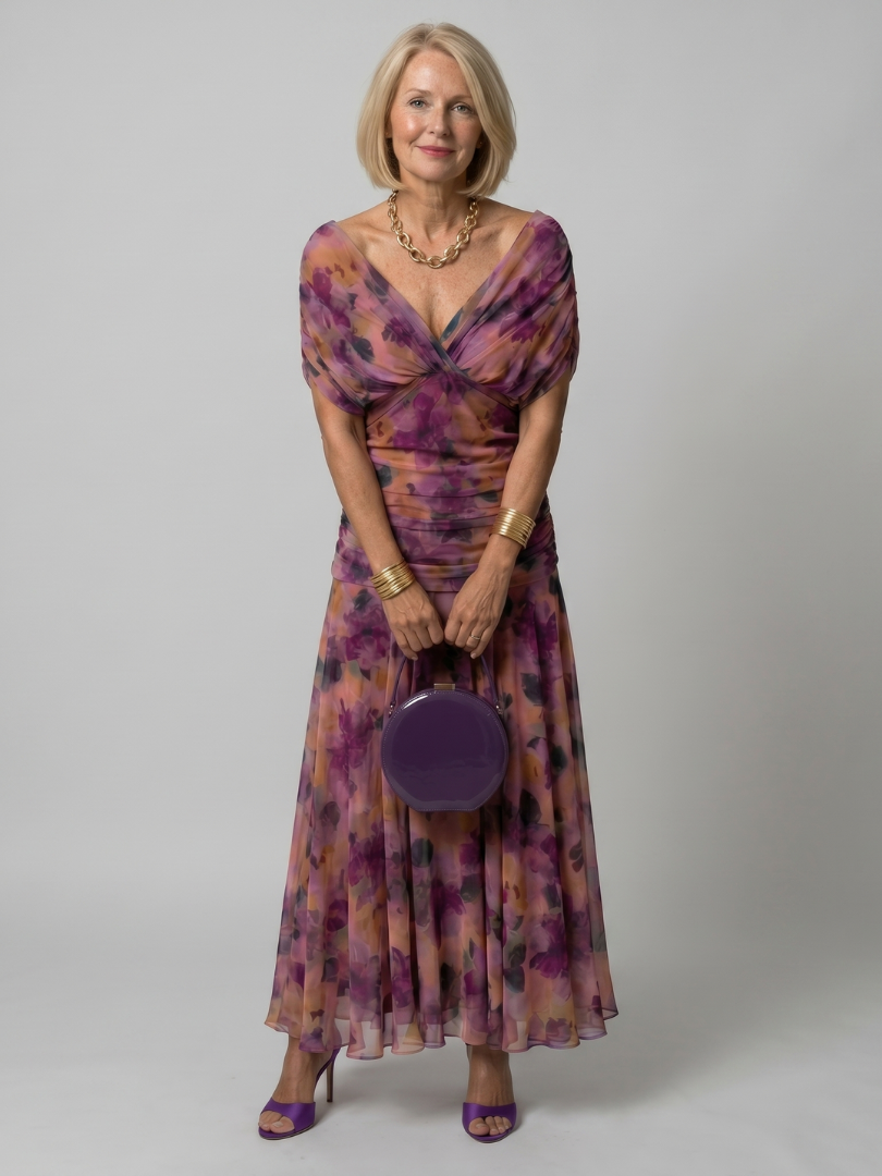 Calen™ Elegante Abito Midi Floreale