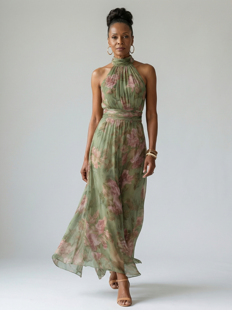 Mirelle™ Elegante Abito Floreale Con Collo Halter