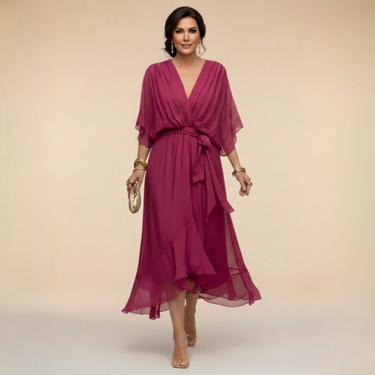 Monica™ Abito Con Scollo A V Elegante
