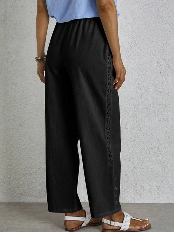 Shania - Pantaloni relaxed con coulisse e dettaglio bottoni sul fianco