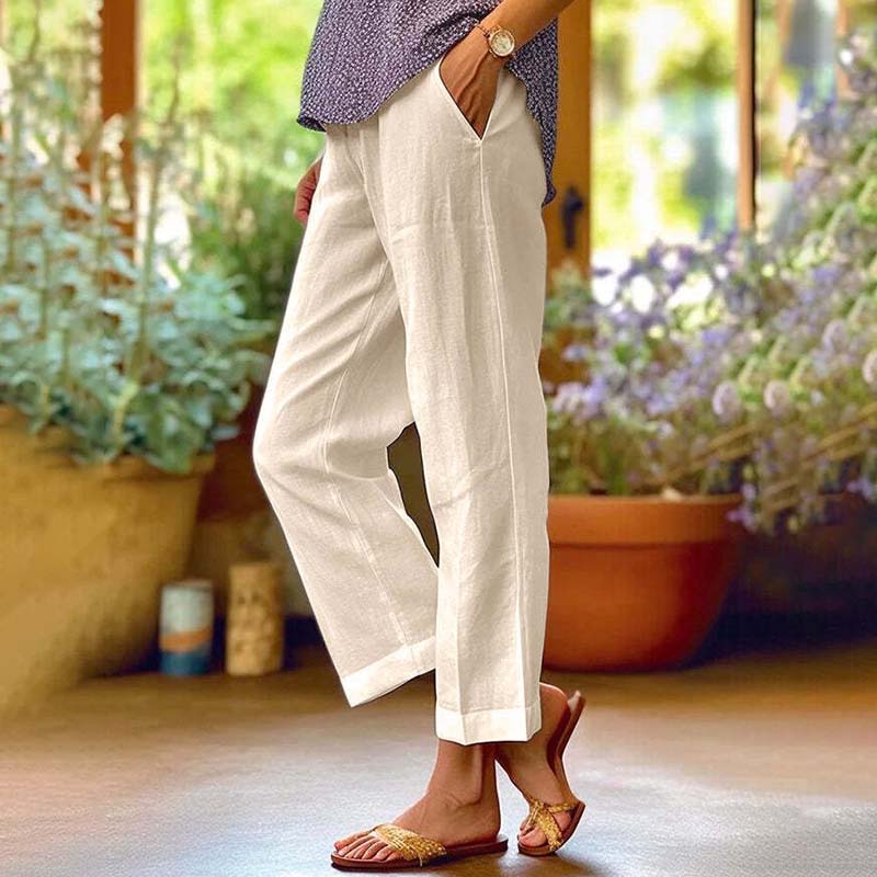 Vayla - Pantaloni relaxed a gamba dritta con tasche laterali, vita media