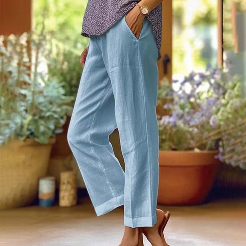 Vayla - Pantaloni relaxed a gamba dritta con tasche laterali, vita media