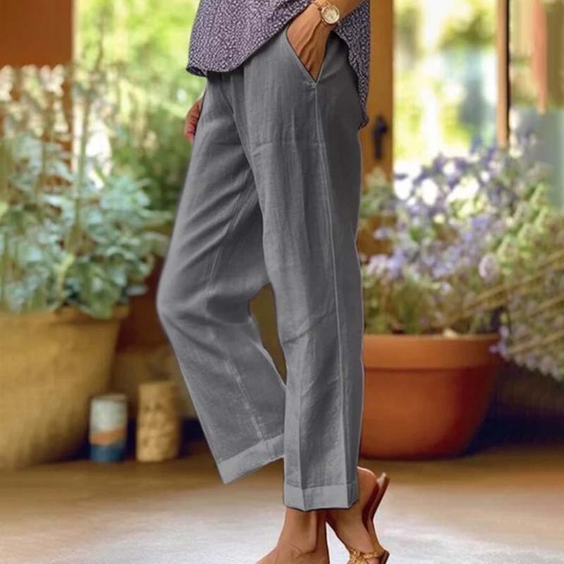 Vayla - Pantaloni relaxed a gamba dritta con tasche laterali, vita media