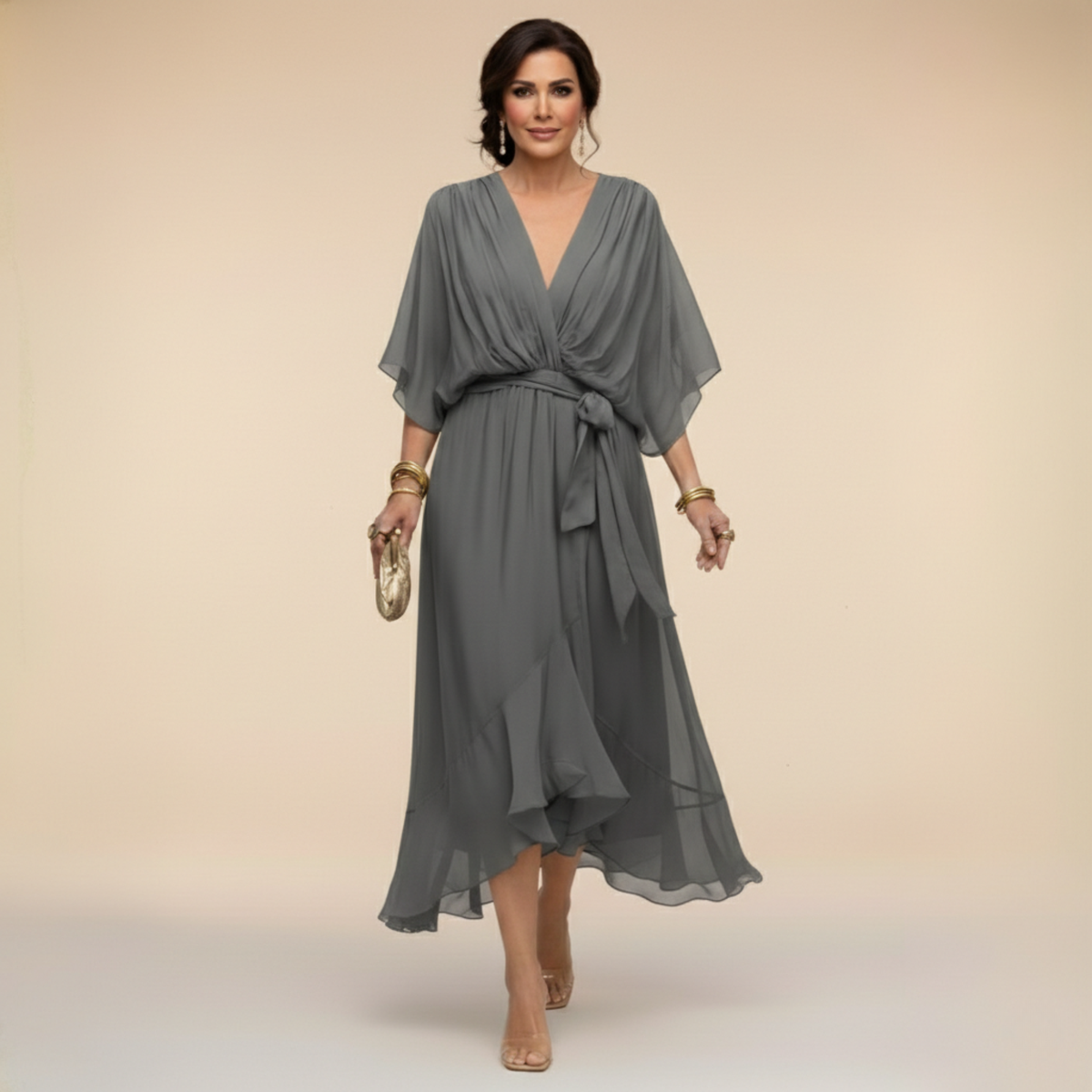 Monica™ Abito Con Scollo A V Elegante