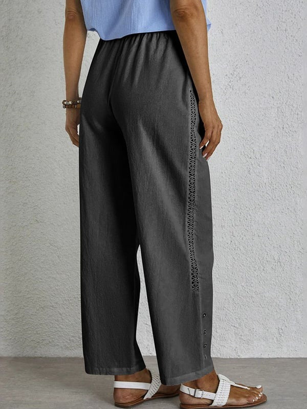 Shania - Pantaloni relaxed con coulisse e dettaglio bottoni sul fianco