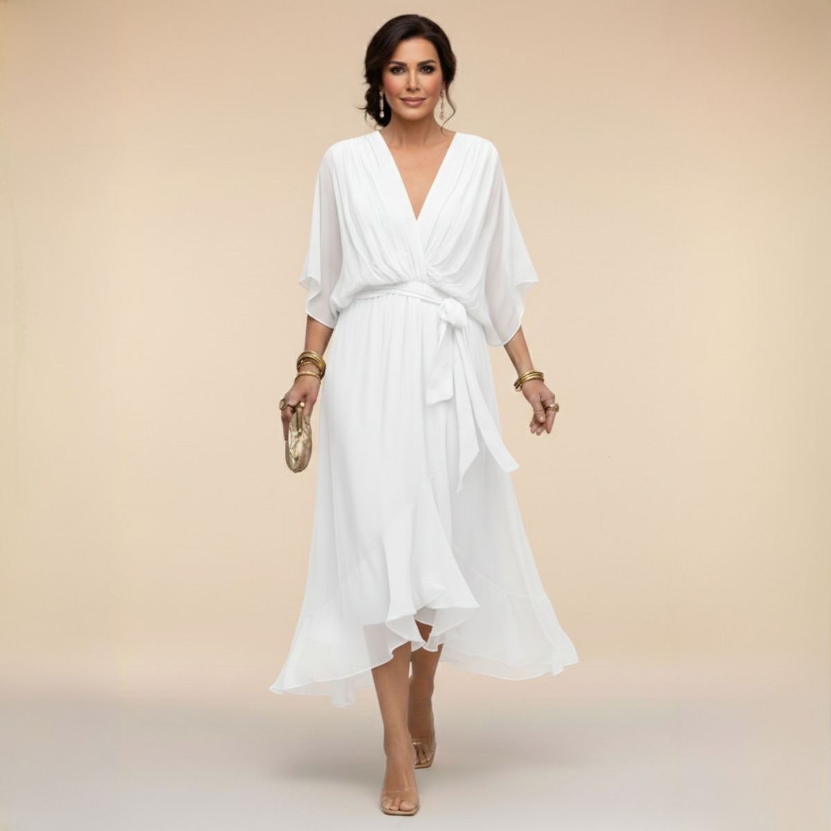 Monica™ Abito Con Scollo A V Elegante