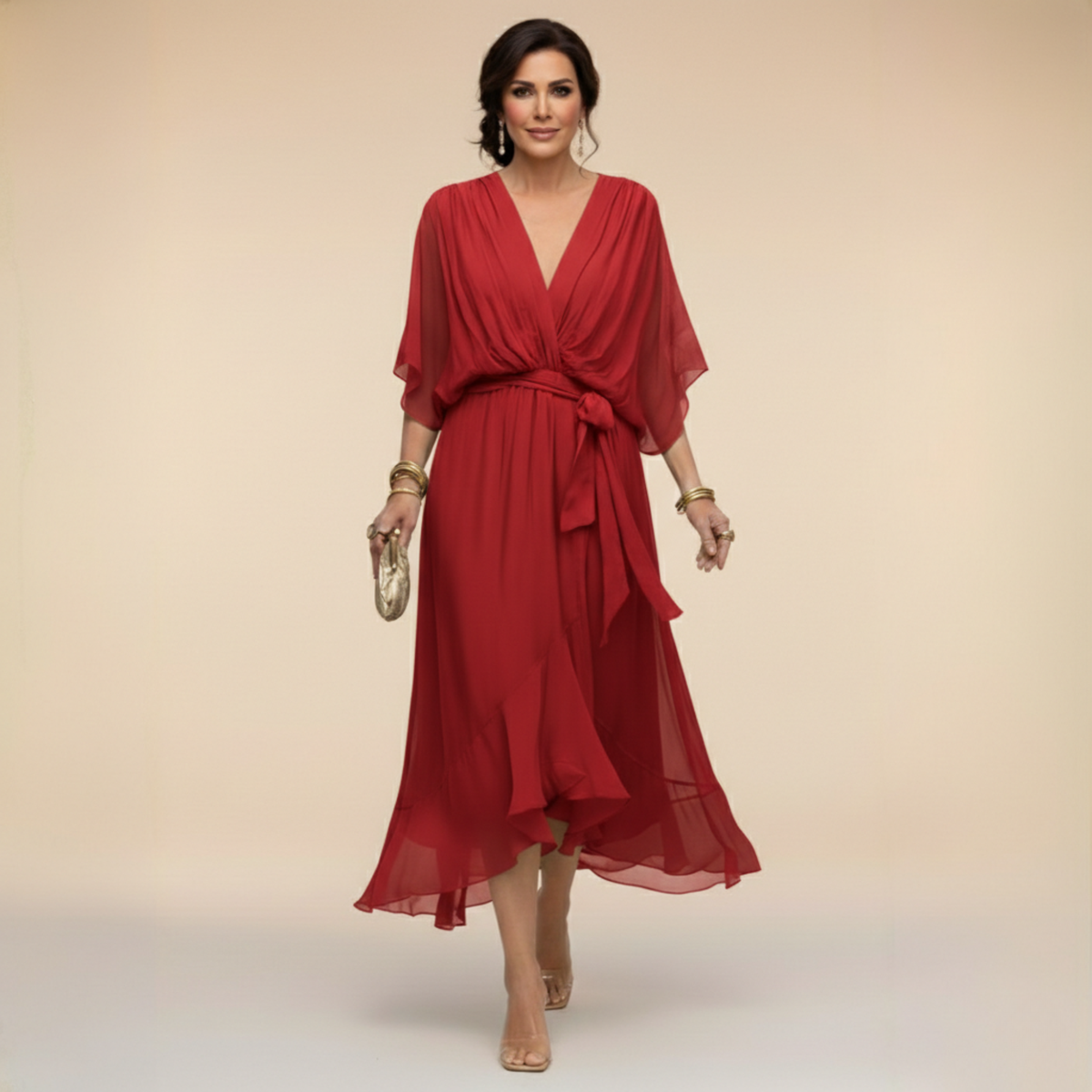 Monica™ Abito Con Scollo A V Elegante