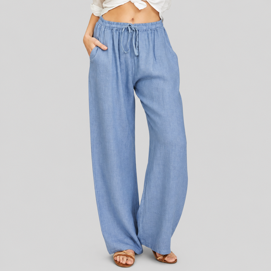 Enara | Pantaloni a gamba larga con coulisse, vestibilità morbida e fluida