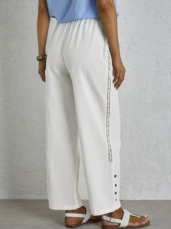 Shania - Pantaloni relaxed con coulisse e dettaglio bottoni sul fianco