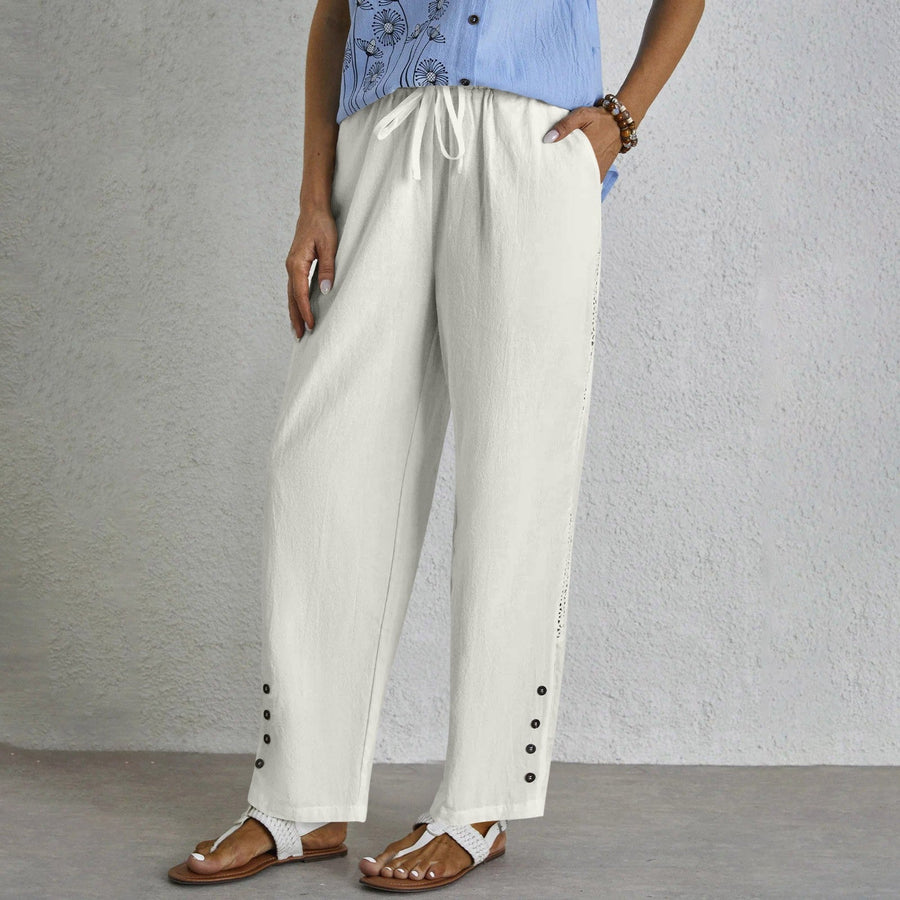 Shania - Pantaloni relaxed con coulisse e dettaglio bottoni sul fianco