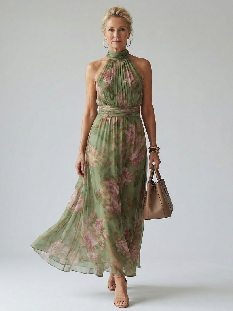 Mirelle™ Elegante Abito Floreale Con Collo Halter