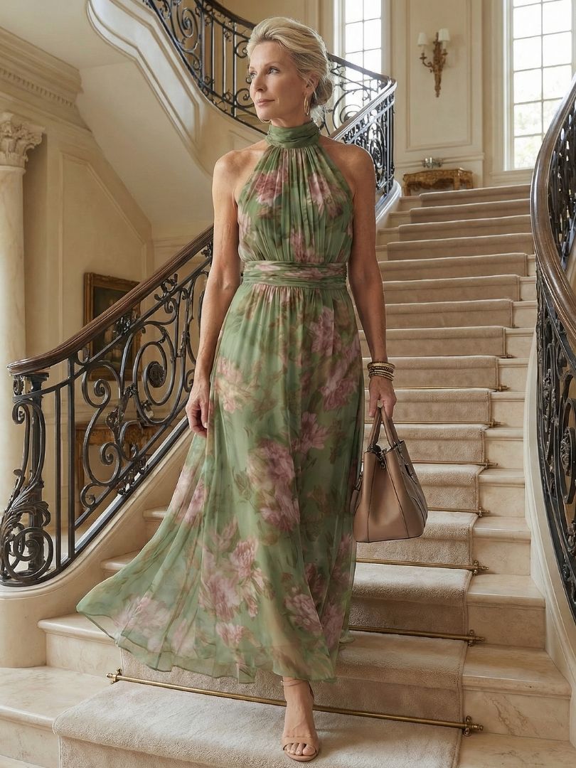 Mirelle™ Elegante Abito Floreale Con Collo Halter