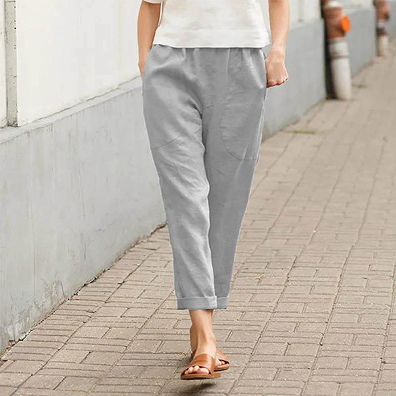 Kriza - Pantaloni casual a vita elastica con tasche, silhouette morbida