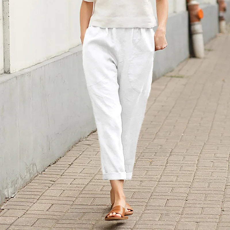 Kriza - Pantaloni casual a vita elastica con tasche, silhouette morbida