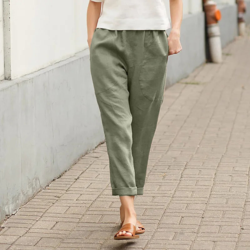 Kriza - Pantaloni casual a vita elastica con tasche, silhouette morbida