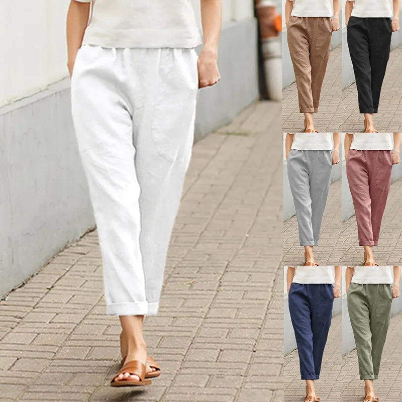 Kriza - Pantaloni casual a vita elastica con tasche, silhouette morbida