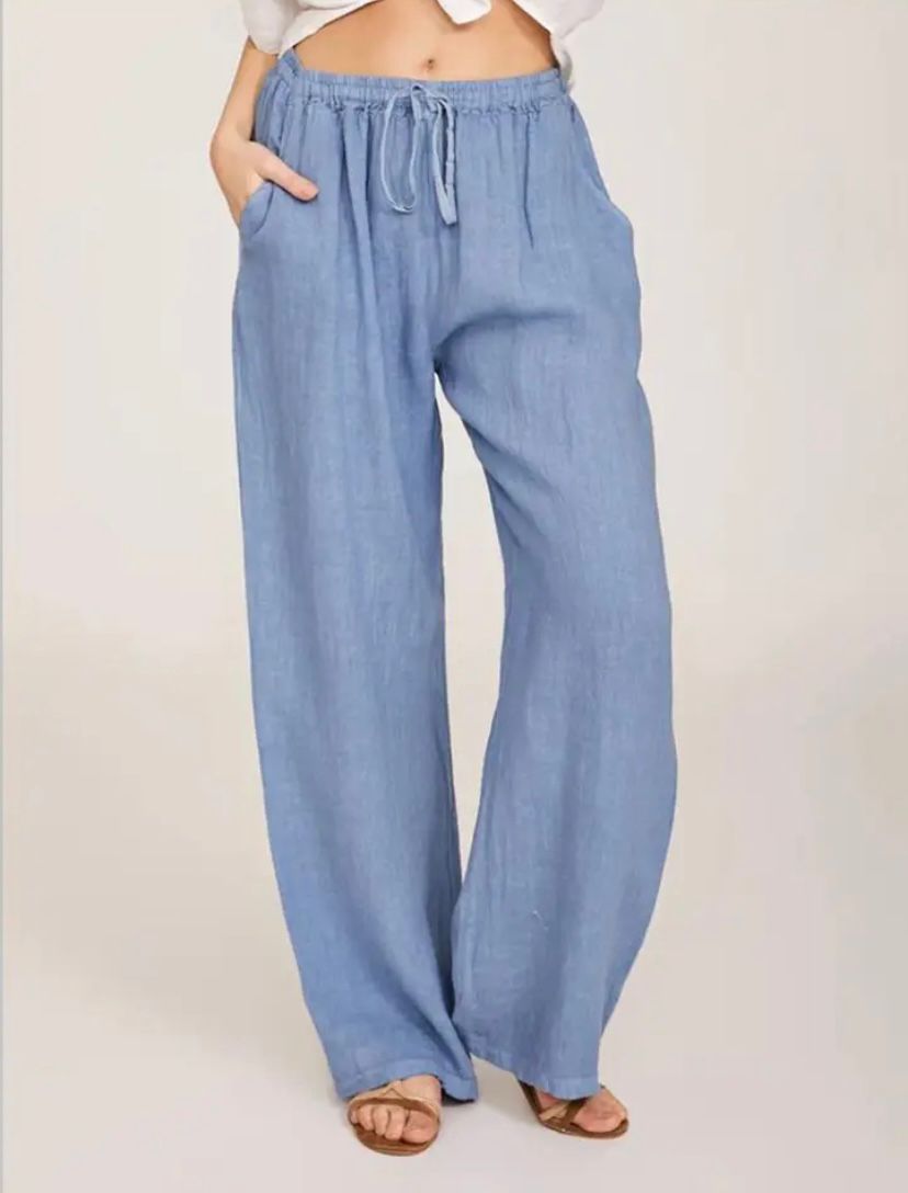 PALMA - Pantaloni a gamba larga con coulisse e tasche laterali, vestibilità fluida