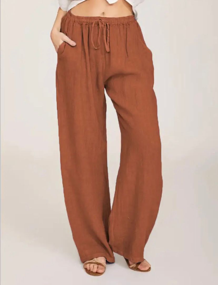 PALMA - Pantaloni a gamba larga con coulisse e tasche laterali, vestibilità fluida
