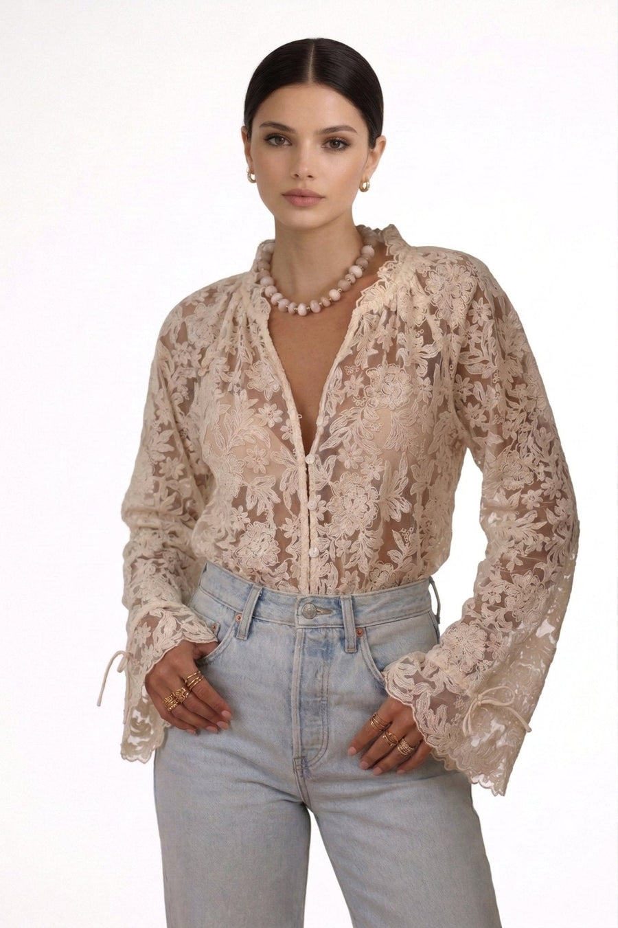 ANTONELLA | BLUSA TRASPARENTE RICAMATA