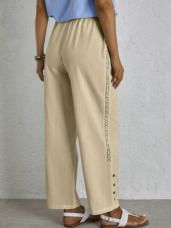Shania - Pantaloni relaxed con coulisse e dettaglio bottoni sul fianco