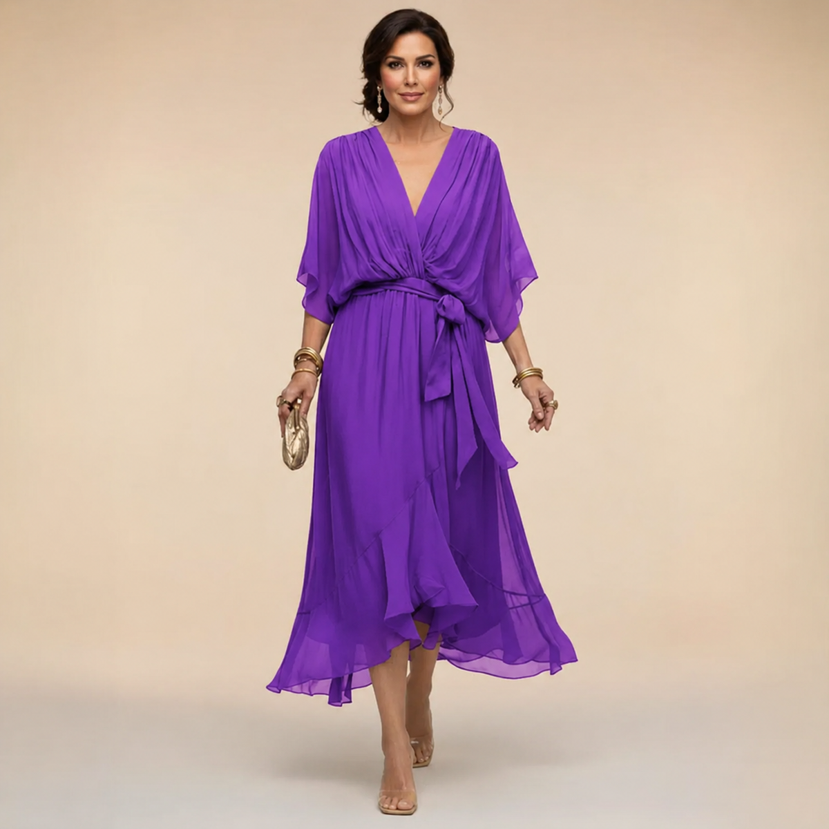 Monica™ Abito Con Scollo A V Elegante