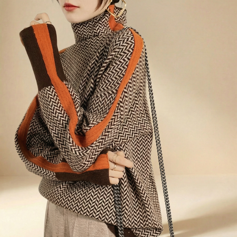 Vera | Maglione a Collo Alto con Strisce a Contrasto